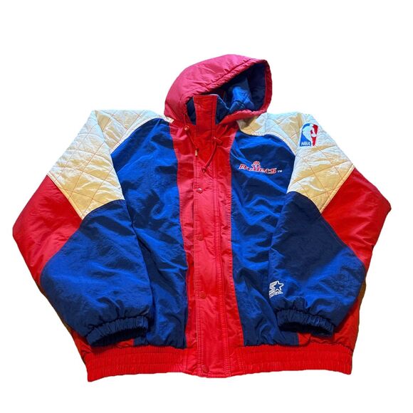 Starter Washington Bullets Puffer Jacket Hooded NBA Large Vintage Wizards DC